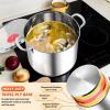 E-far 12-Quart Stock Pot, 18/10 Stainless Steel Stockpot with Lid for Cooking Simmering Soup Stew, Heavy Duty Cookware Works w/Induction, Non-toxic & Corrosion Resistant, Dishwasher Safe(12 Quarts)