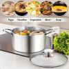 E-far 12-Quart Stock Pot, 18/10 Stainless Steel Stockpot with Lid for Cooking Simmering Soup Stew, Heavy Duty Cookware Works w/Induction, Non-toxic & Corrosion Resistant, Dishwasher Safe(6 Quarts)