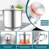 E-far 12-Quart Stock Pot, 18/10 Stainless Steel Stockpot with Lid for Cooking Simmering Soup Stew, Heavy Duty Cookware Works w/Induction, Non-toxic & Corrosion Resistant, Dishwasher Safe(10 Quarts)