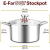 E-far 12-Quart Stock Pot, 18/10 Stainless Steel Stockpot with Lid for Cooking Simmering Soup Stew, Heavy Duty Cookware Works w/Induction, Non-toxic & Corrosion Resistant, Dishwasher Safe(5 Quarts)