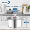 E-far 12-Quart Stock Pot, 18/10 Stainless Steel Stockpot with Lid for Cooking Simmering Soup Stew, Heavy Duty Cookware Works w/Induction, Non-toxic & Corrosion Resistant, Dishwasher Safe(6 Quarts)