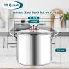 E-far 12-Quart Stock Pot, 18/10 Stainless Steel Stockpot with Lid for Cooking Simmering Soup Stew, Heavy Duty Cookware Works w/Induction, Non-toxic & Corrosion Resistant, Dishwasher Safe(10 Quarts)