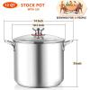 E-far 12-Quart Stock Pot, 18/10 Stainless Steel Stockpot with Lid for Cooking Simmering Soup Stew, Heavy Duty Cookware Works w/Induction, Non-toxic & Corrosion Resistant, Dishwasher Safe(12 Quarts)
