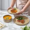 E-far 16 Piece Dinnerware Sets, Plates and Bowls with Pasta Bowls Service for 4, Modern Stoneware Ribbed Dishes for Kitchen Dining, Microwave & Dishwasher Safe, Speckled White(Caramel Khaki)