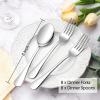 E-far 16-Piece Dinner Forks and Spoons, Stainless Steel Silverware Flatware Eating Utensils Set for Home Kitchen Restaurant, Food Grade Metal & Streamline Design, Mirror Finish & Dishwasher Safe, 8 In(16)