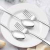 E-far 16-Piece Dinner Forks and Spoons, Stainless Steel Silverware Flatware Eating Utensils Set for Home Kitchen Restaurant, Food Grade Metal & Streamline Design, Mirror Finish & Dishwasher Safe, 8 In(24)