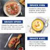 E-far 24-Piece Hammered Forks Spoons and Knives Set, Silverware Set for 8, Stainless Steel Square Flatware Set for Home Kitchen Restaurant, Mirror Polished & Dishwasher Safe(36)