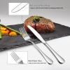 E-far 24-Piece Hammered Forks Spoons and Knives Set, Silverware Set for 8, Stainless Steel Square Flatware Set for Home Kitchen Restaurant, Mirror Polished & Dishwasher Safe(24)