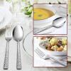 E-far 24-Piece Hammered Forks and Spoons Silverware Set, Stainless Steel Square 12 Dinner Forks and 12 Dinner Spoons, Modern Metal Flatware Cutlery for Kitchen and Restaurant, Dishwasher Safe-7.9 Inch(16)