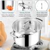 E-far 24-Quart Large Stock Pot, Stainless Steel Stockpot with Lid for Boiling Cooking Soup Stew Canning, Heavy Duty Tri-Ply Bottom Works w/Induction, Commercial Grade & Dishwasher Safe(6 Quarts)