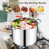 E-far 24-Quart Large Stock Pot, Stainless Steel Stockpot with Lid for Boiling Cooking Soup Stew Canning, Heavy Duty Tri-Ply Bottom Works w/Induction, Commercial Grade & Dishwasher Safe(20 Quarts)