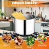 E-far 24-Quart Large Stock Pot, Stainless Steel Stockpot with Lid for Boiling Cooking Soup Stew Canning, Heavy Duty Tri-Ply Bottom Works w/Induction, Commercial Grade & Dishwasher Safe(16 Quarts)