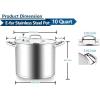 E-far 24-Quart Large Stock Pot, Stainless Steel Stockpot with Lid for Boiling Cooking Soup Stew Canning, Heavy Duty Tri-Ply Bottom Works w/Induction, Commercial Grade & Dishwasher Safe(10 Quarts)