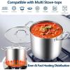 E-far 24-Quart Large Stock Pot, Stainless Steel Stockpot with Lid for Boiling Cooking Soup Stew Canning, Heavy Duty Tri-Ply Bottom Works w/Induction, Commercial Grade & Dishwasher Safe(10 Quarts)