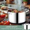 E-far 24-Quart Large Stock Pot, Stainless Steel Stockpot with Lid for Boiling Cooking Soup Stew Canning, Heavy Duty Tri-Ply Bottom Works w/Induction, Commercial Grade & Dishwasher Safe(5 Quarts)
