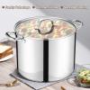 E-far 24-Quart Large Stock Pot, Stainless Steel Stockpot with Lid for Boiling Cooking Soup Stew Canning, Heavy Duty Tri-Ply Bottom Works w/Induction, Commercial Grade & Dishwasher Safe(20 Quarts)