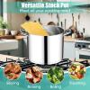 E-far 24-Quart Large Stock Pot, Stainless Steel Stockpot with Lid for Boiling Cooking Soup Stew Canning, Heavy Duty Tri-Ply Bottom Works w/Induction, Commercial Grade & Dishwasher Safe(14 Quarts)