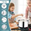 E-far 24-Quart Large Stock Pot, Stainless Steel Stockpot with Lid for Boiling Cooking Soup Stew Canning, Heavy Duty Tri-Ply Bottom Works w/Induction, Commercial Grade & Dishwasher Safe(6 Quarts)