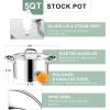 E-far 24-Quart Large Stock Pot, Stainless Steel Stockpot with Lid for Boiling Cooking Soup Stew Canning, Heavy Duty Tri-Ply Bottom Works w/Induction, Commercial Grade & Dishwasher Safe(5 Quarts)