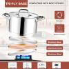 E-far 24-Quart Large Stock Pot, Stainless Steel Stockpot with Lid for Boiling Cooking Soup Stew Canning, Heavy Duty Tri-Ply Bottom Works w/Induction, Commercial Grade & Dishwasher Safe(8 Quarts)