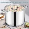 E-far 24-Quart Large Stock Pot, Stainless Steel Stockpot with Lid for Boiling Cooking Soup Stew Canning, Heavy Duty Tri-Ply Bottom Works w/Induction, Commercial Grade & Dishwasher Safe(24 Quarts)