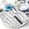 E-far 48-Piece Silverware Set with Steak Knives, Stainless Steel Flatware Cutlery Service for 8, Pearled Edge Tableware Eating Utensils for Home/Restaurant/Kitchen, Mirror Polished, Dishwasher Safe