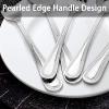 E-far 48-Piece Silverware Set with Steak Knives, Stainless Steel Flatware Cutlery Service for 8, Pearled Edge Tableware Eating Utensils for Home/Restaurant/Kitchen, Mirror Polished, Dishwasher Safe