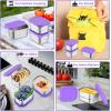 E-far 4-Pack Stainless Steel Snack Containers for Kids | 8oz Reusable Toddler Lunch Box Containers with Leak-Proof Lids for School/Daycare/Travel | Stackable Design & Easy Open, Oven & Dishwasher Safe(Purple)