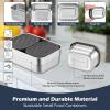E-far 4-Pack Stainless Steel Snack Containers for Kids | 8oz Reusable Toddler Lunch Box Containers with Leak-Proof Lids for School/Daycare/Travel | Stackable Design & Easy Open, Oven & Dishwasher Safe(Gray)