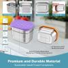E-far 4-Pack Stainless Steel Snack Containers for Kids | 8oz Reusable Toddler Lunch Box Containers with Leak-Proof Lids for School/Daycare/Travel | Stackable Design & Easy Open, Oven & Dishwasher Safe(Multicolor)