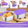 E-far 4-Pack Stainless Steel Snack Containers for Kids | 8oz Reusable Toddler Lunch Box Containers with Leak-Proof Lids for School/Daycare/Travel | Stackable Design & Easy Open, Oven & Dishwasher Safe(Purple)