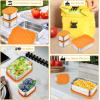 E-far 4-Pack Stainless Steel Snack Containers for Kids | 8oz Reusable Toddler Lunch Box Containers with Leak-Proof Lids for School/Daycare/Travel | Stackable Design & Easy Open, Oven & Dishwasher Safe(Orange)