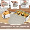 E-far 4-Pack Stainless Steel Snack Containers for Kids | 8oz Reusable Toddler Lunch Box Containers with Leak-Proof Lids for School/Daycare/Travel | Stackable Design & Easy Open, Oven & Dishwasher Safe(Khaki)