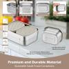 E-far 4-Pack Stainless Steel Snack Containers for Kids | 8oz Reusable Toddler Lunch Box Containers with Leak-Proof Lids for School/Daycare/Travel | Stackable Design & Easy Open, Oven & Dishwasher Safe(Khaki)