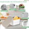 E-far 4-Pack Stainless Steel Snack Containers for Kids | 8oz Reusable Toddler Lunch Box Containers with Leak-Proof Lids for School/Daycare/Travel | Stackable Design & Easy Open, Oven & Dishwasher Safe(Green & Khaki)