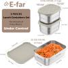 E-far 4-Pack Stainless Steel Snack Containers for Kids | 8oz Reusable Toddler Lunch Box Containers with Leak-Proof Lids for School/Daycare/Travel | Stackable Design & Easy Open, Oven & Dishwasher Safe(Khaki)