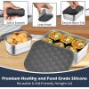 E-far 4-Pack Stainless Steel Snack Containers for Kids | 8oz Reusable Toddler Lunch Box Containers with Leak-Proof Lids for School/Daycare/Travel | Stackable Design & Easy Open, Oven & Dishwasher Safe(Gray)