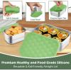 E-far 4-Pack Stainless Steel Snack Containers for Kids | 8oz Reusable Toddler Lunch Box Containers with Leak-Proof Lids for School/Daycare/Travel | Stackable Design & Easy Open, Oven & Dishwasher Safe(Green)