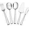 E-far 5-Piece Serving Utensils, Stainless Steel Square Edge Hostess Serving Set for Buffet Party Kitchen Restaurant, Mirror Finished & Dishwasher Safe(Silver)