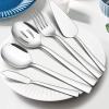 E-far 5-Piece Serving Utensils, Stainless Steel Square Edge Hostess Serving Set for Buffet Party Kitchen Restaurant, Mirror Finished & Dishwasher Safe(Silver)