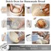 E-far 5QT Dutch Oven for Bread Baking, 2-IN-1 Cast Iron Pot with Skillet Lid & Sourdough Starter Kit, Bread Oven Pan with Baking Supplies for Frying, Braising, BBQ, Rust-Free & Heavy Duty(White)