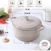 E-far 5QT Dutch Oven for Bread Baking, 2-IN-1 Cast Iron Pot with Skillet Lid & Sourdough Starter Kit, Bread Oven Pan with Baking Supplies for Frying, Braising, BBQ, Rust-Free & Heavy Duty(Khaki)