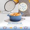 E-far 5QT Dutch Oven for Bread Baking, 2-IN-1 Cast Iron Pot with Skillet Lid & Sourdough Starter Kit, Bread Oven Pan with Baking Supplies for Frying, Braising, BBQ, Rust-Free & Heavy Duty(Blue)