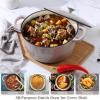 E-far 5QT Dutch Oven for Bread Baking, 2-IN-1 Cast Iron Pot with Skillet Lid & Sourdough Starter Kit, Bread Oven Pan with Baking Supplies for Frying, Braising, BBQ, Rust-Free & Heavy Duty(Khaki)