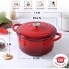 E-far 5QT Dutch Oven for Bread Baking, 2-IN-1 Cast Iron Pot with Skillet Lid & Sourdough Starter Kit, Bread Oven Pan with Baking Supplies for Frying, Braising, BBQ, Rust-Free & Heavy Duty(Red)