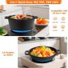 E-far 5QT Dutch Oven for Bread Baking, 2-IN-1 Cast Iron Pot with Skillet Lid & Sourdough Starter Kit, Bread Oven Pan with Baking Supplies for Frying, Braising, BBQ, Rust-Free & Heavy Duty(Black)