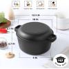 E-far 5QT Dutch Oven for Bread Baking, 2-IN-1 Cast Iron Pot with Skillet Lid & Sourdough Starter Kit, Bread Oven Pan with Baking Supplies for Frying, Braising, BBQ, Rust-Free & Heavy Duty(Black)