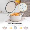 E-far 5QT Dutch Oven for Bread Baking, 2-IN-1 Cast Iron Pot with Skillet Lid & Sourdough Starter Kit, Bread Oven Pan with Baking Supplies for Frying, Braising, BBQ, Rust-Free & Heavy Duty(White)