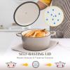 E-far 5QT Dutch Oven for Bread Baking, 2-IN-1 Cast Iron Pot with Skillet Lid & Sourdough Starter Kit, Bread Oven Pan with Baking Supplies for Frying, Braising, BBQ, Rust-Free & Heavy Duty(Khaki)