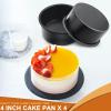 E-far 6 Inch Cake Pan, 4-Piece Nonstick Round Cake Baking Pans for Wedding, Birthday, Layer Cake, Stainless Steel Core & Non-Toxic Coating, 2 Inch Deep(4 inches)